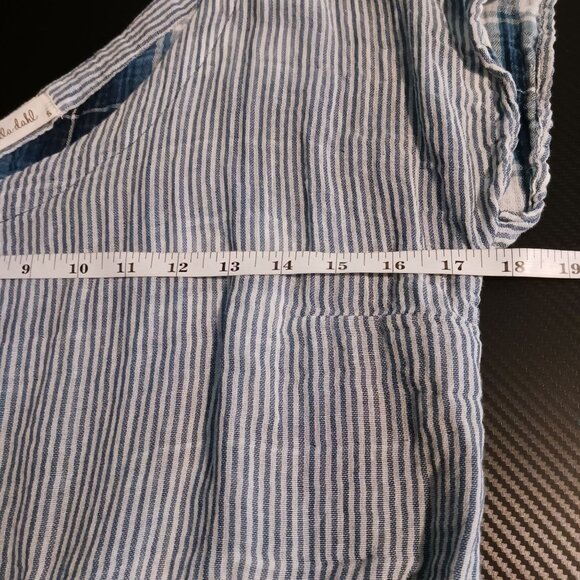 Bella Dahl One-Shoulder Tie Front Blue/White Striped Cotton Blouse S - Picture 11 of 12